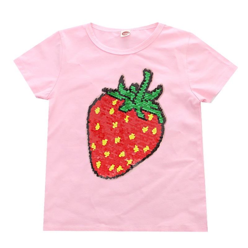 Áo Thun Tay Ngắn Bằng Cotton Đính Kim Sa Nhiều Màu Sắc Thời Trang Mùa Hè Mới Dành Cho Bé Gái 1-8 Tuổi