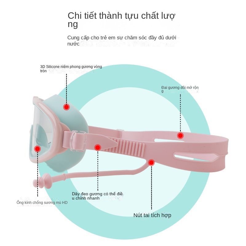 Kính Bơi Một Mảnh Gọng Lớn Chống Sương Mù Không Thấm Nước Dành Cho Bé Trai Và Bé Gái
