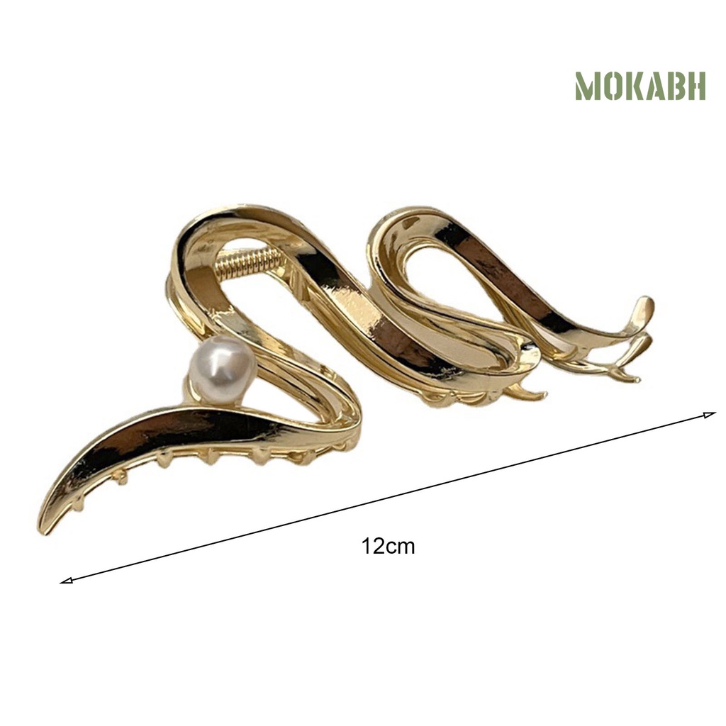 [Mok Abh] Kẹp Tóc Móng Vuốt Hình Gợn Sóng Màu Trơn Trang Trí Tóc Trơn Mượt Phong Cách Bland Thời Trang Cao Cấp Dành Cho Nữ