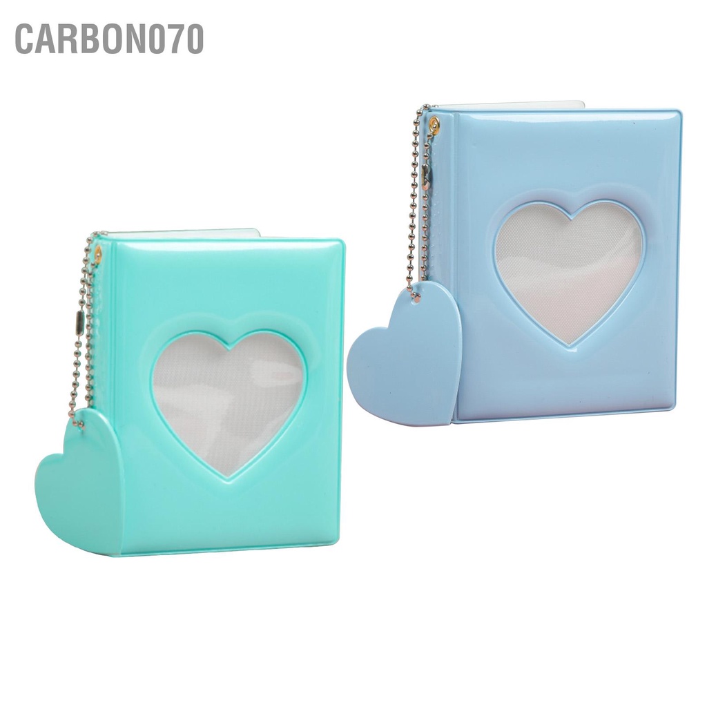 Carbon070 Túi Album Ảnh Trái Tim Rỗng Bao DIY Làm 3in Ngăn Đơn PVC Màu Nguyên Chất Giản Phong Cách Sách Hình