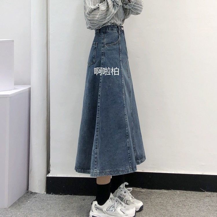 Chân Váy Denim Dài Dáng Chữ a Lưng Cao Thời Trang Xuân Thu Cho Nữ