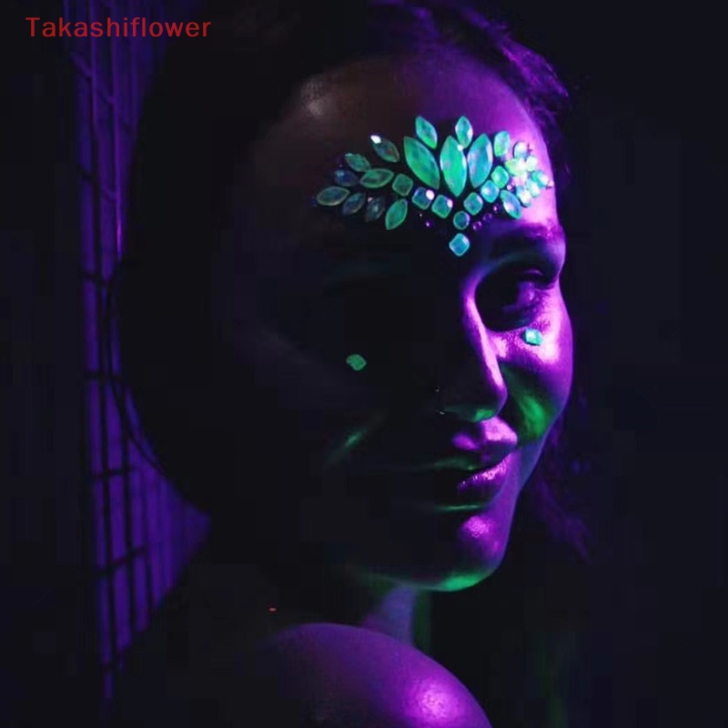 (Takashiflower) Hình Xăm Dán Mặt / Cơ Thể Dạ Quang Đính Đá Quý Phát Sáng Trong Bóng Tối