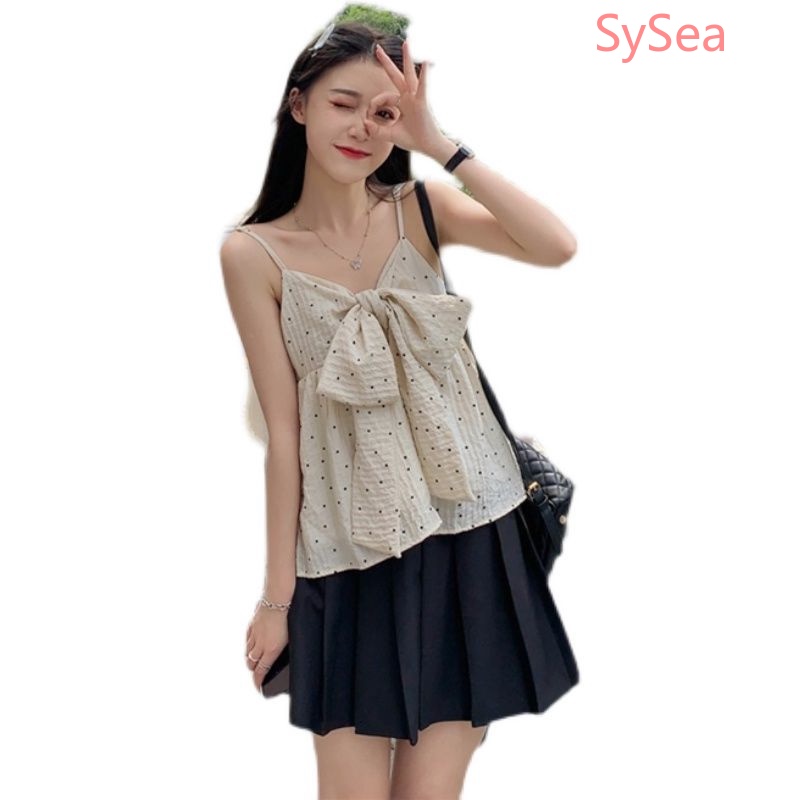 Áo Hai Dây Dáng Rộng Họa Tiết Chấm Bi Thời Trang Mùa Hè Cho Nữ