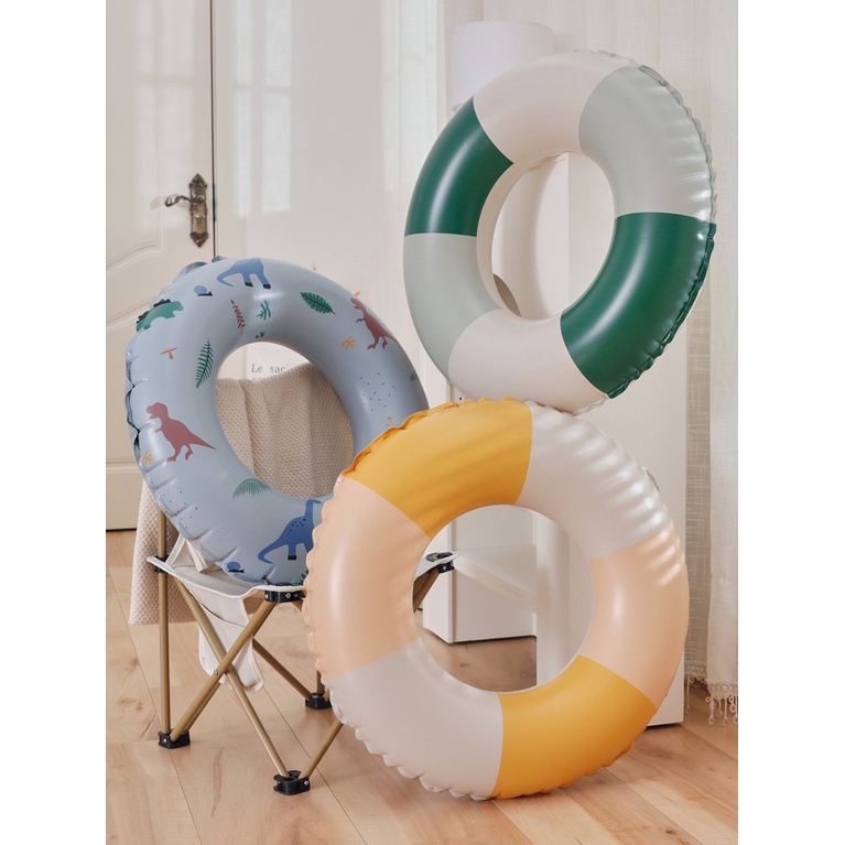 Xiaolu ins Phao Bơi Bơm Hơi Dày Dặn Hình Quả Cherry Kẻ Sọc Retro Dành Cho Trẻ Em