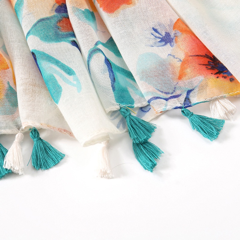 Khăn Choàng Cotton Nhẹ In Họa Tiết Thời Trang Xuân Hè Dành Cho Nữ