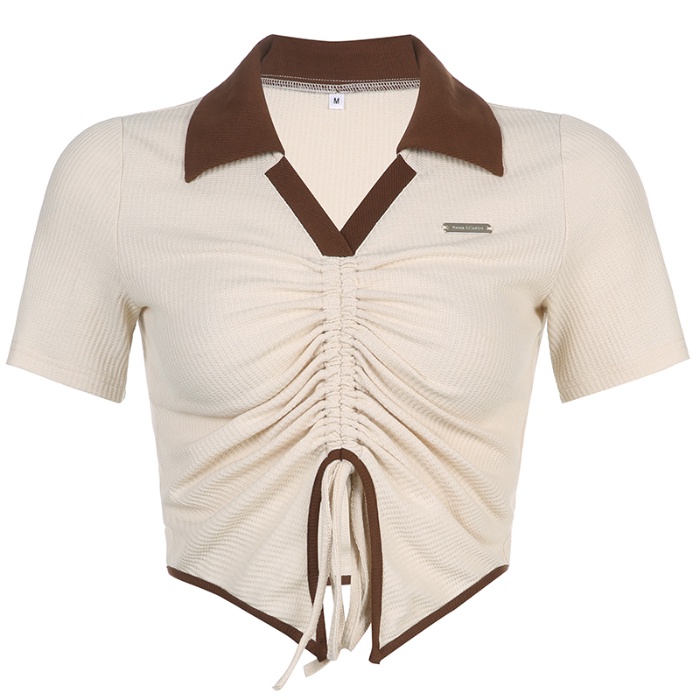 Áo Thun Polo Tay Ngắn Chất Liệu Cotton Phong Cách Hàn Quốc Thời Trang Cho Nữ