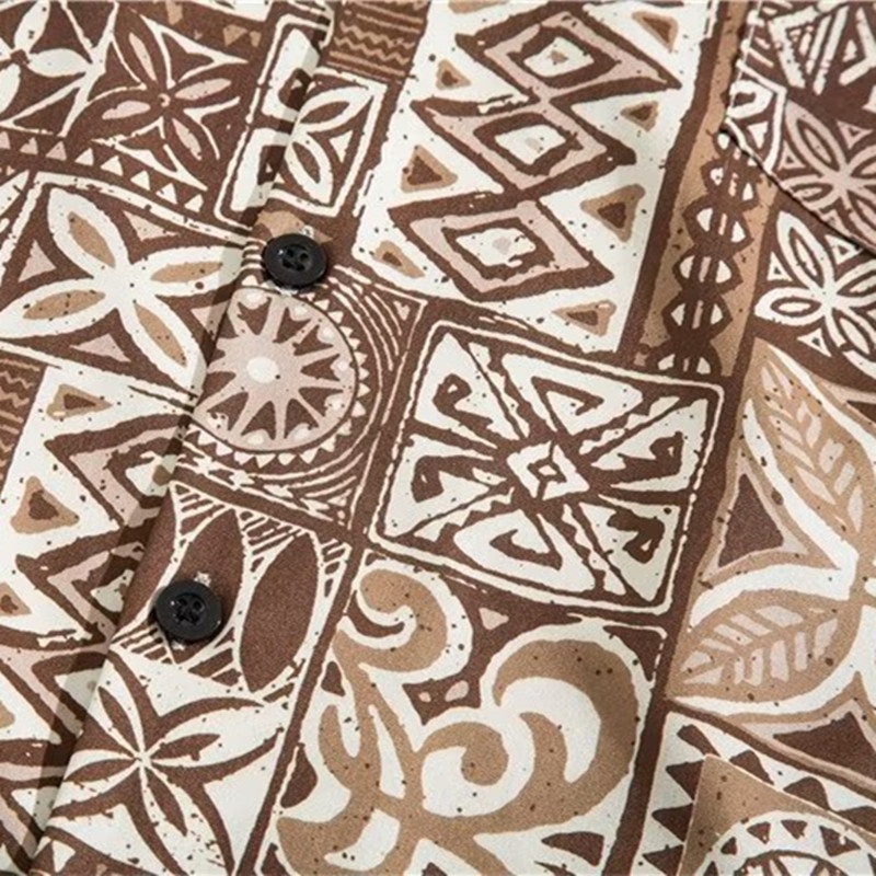 Áo Sơ Mi Ngắn Tay Họa Tiết Hình Học Sang Trọng Phong Cách Hàn Quốc Cho Nam Đi Biển Mùa Hè 2023