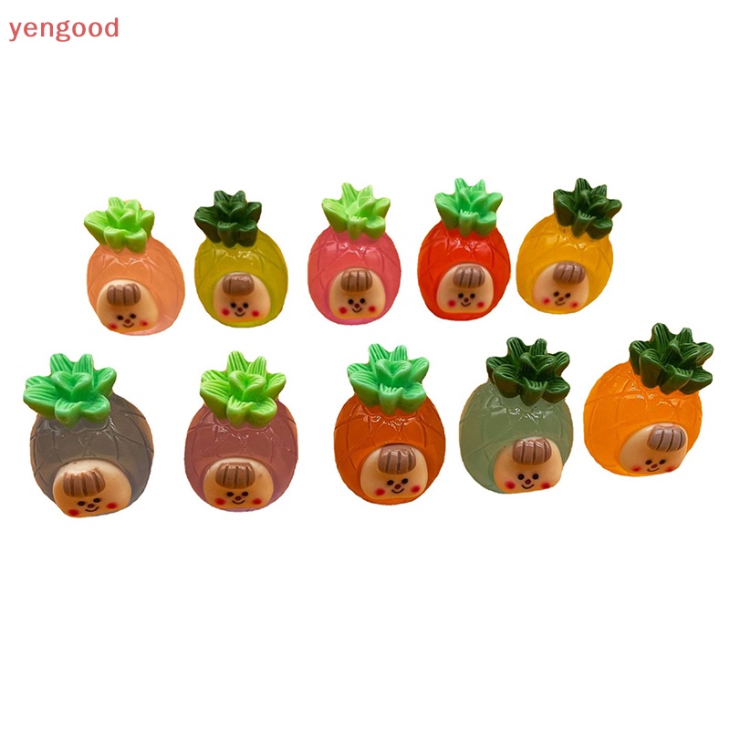 Bộ 2 Đồ trang trí Quả Dứa Hoạt Hình Mini Phát Sáng Dùng Trang Trí Tiểu Cảnh