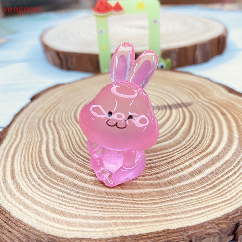 Set 2 Mô Hình Thỏ Mini Bằng Nhựa Phát Quang Trang Trí Sân Vườn