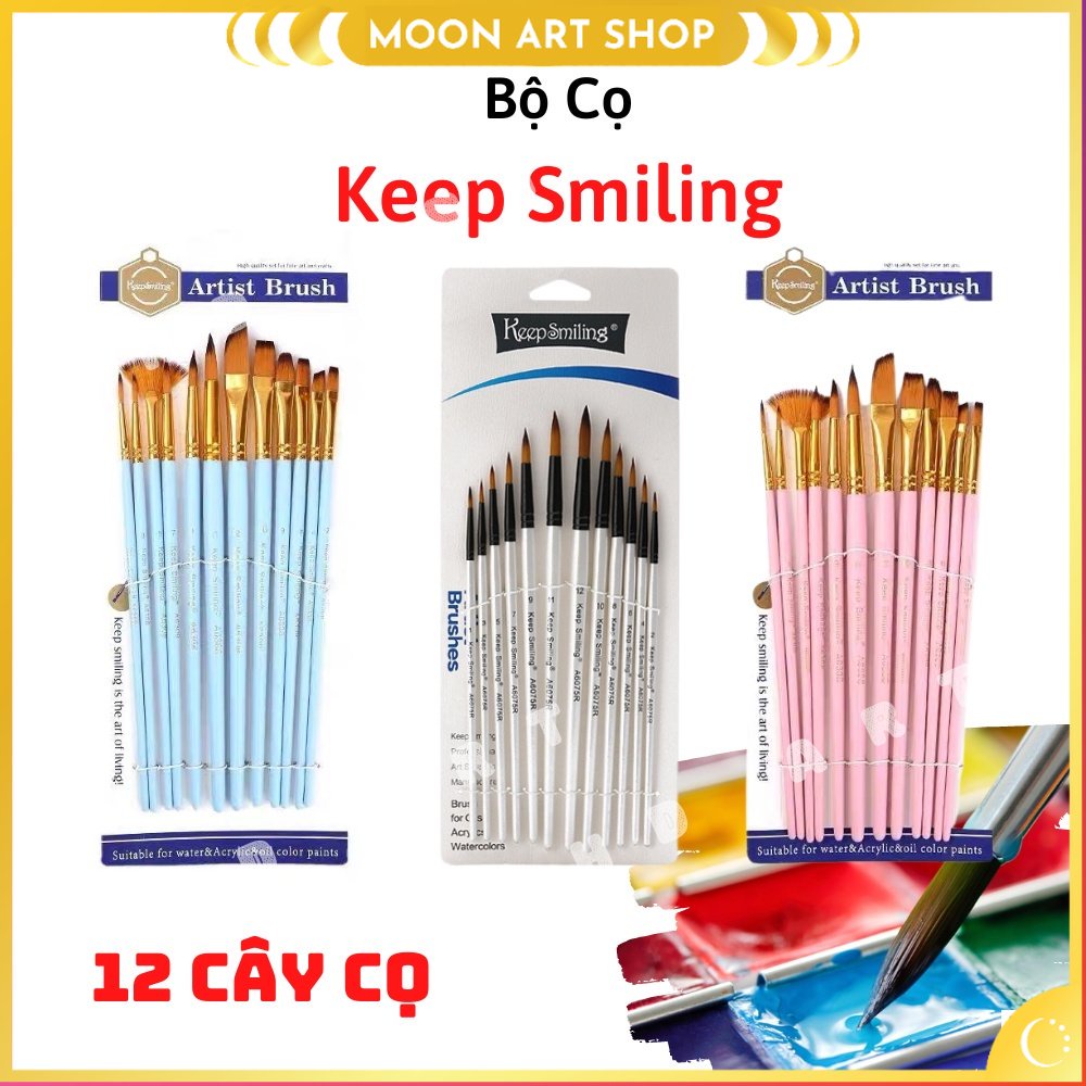 Bộ cọ Keep Smiling 12 cây thân trắng