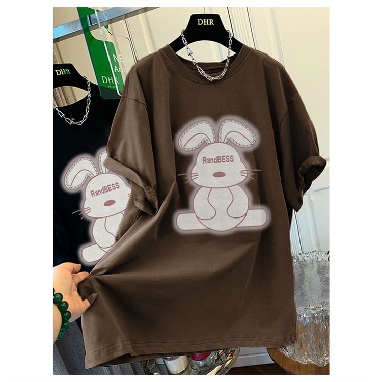 Áo thun NRVP 100% cotton tay ngắn cổ tròn in họa tiết phong cách Hàn Quốc cho nữ