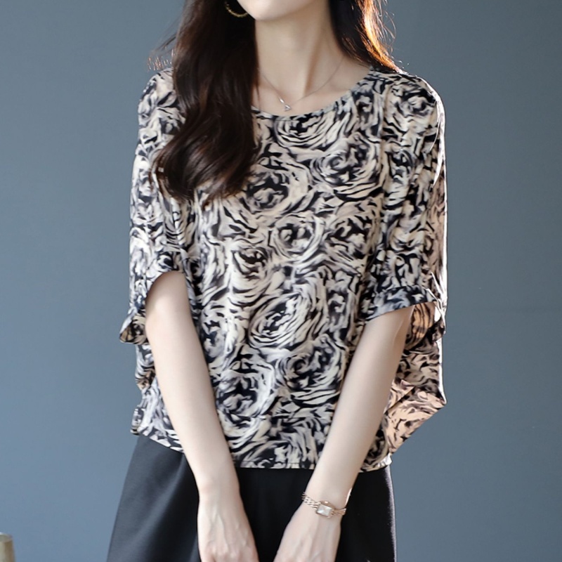 Áo Sơ Mi Chiffon Cổ Tròn Tay Cánh Dơi Thời Trang Mùa Hè 2023 Cho Nữ