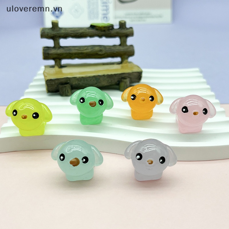 Set 2 Mô Hình Chú Chó Hoạt Hình Màu Dạ Quang Trang Trí Xe Hơi