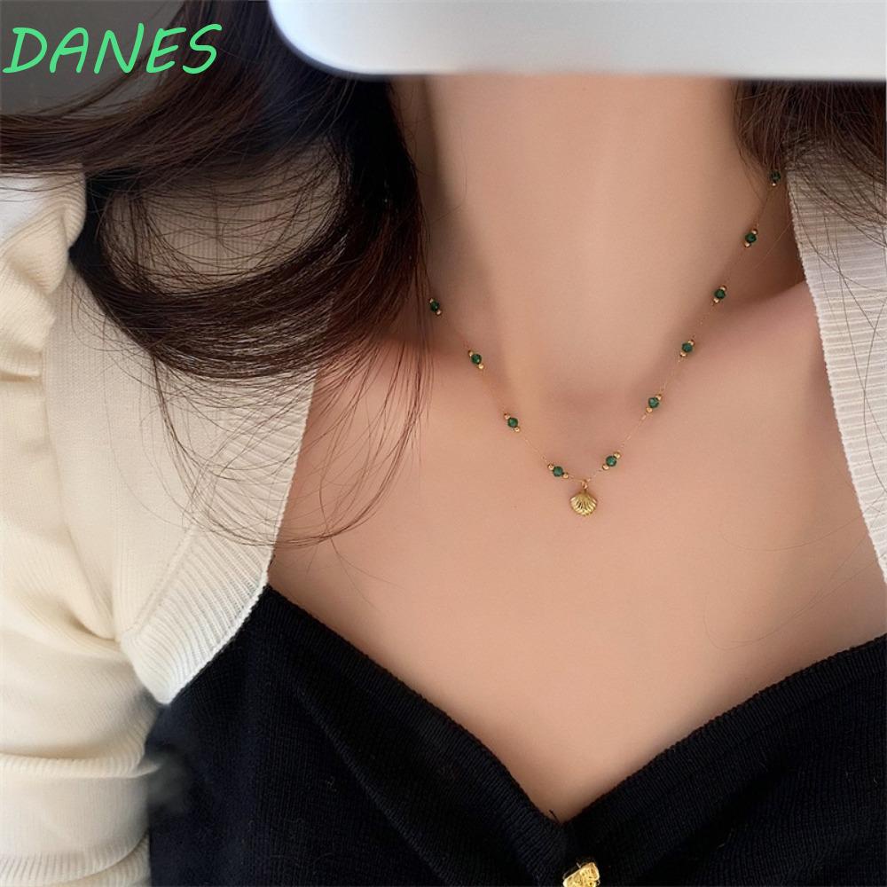 Vòng Cổ Đính Hạt Màu Xanh Lá Cây Phong Cách Cổ Điển Cho Nữ|Dây Chuyền Phong Cách Hàn Quốc