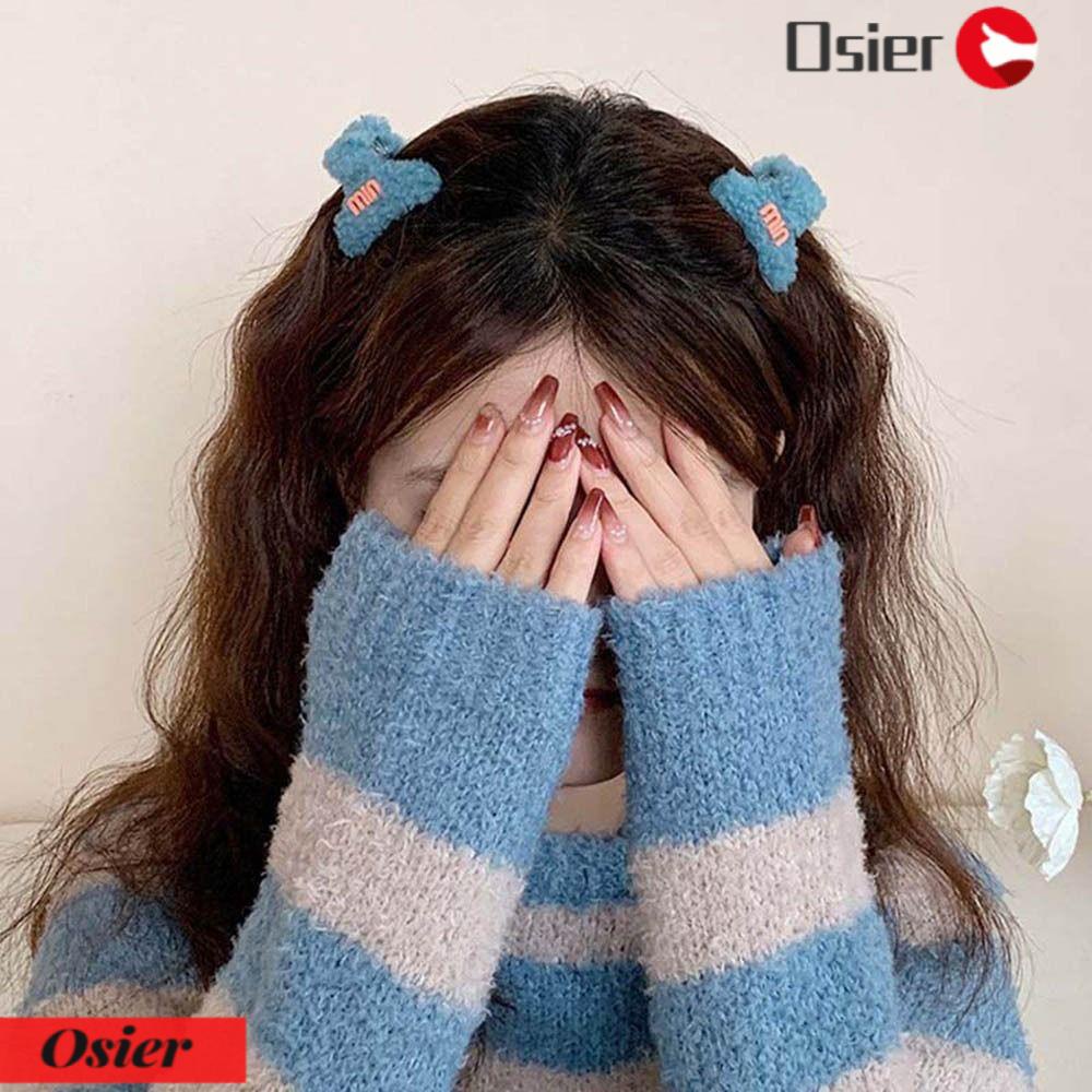 Bộ 1 Kẹp Tóc Đính Lông Giả Họa Tiết Chữ Thời Trang Thu Đông