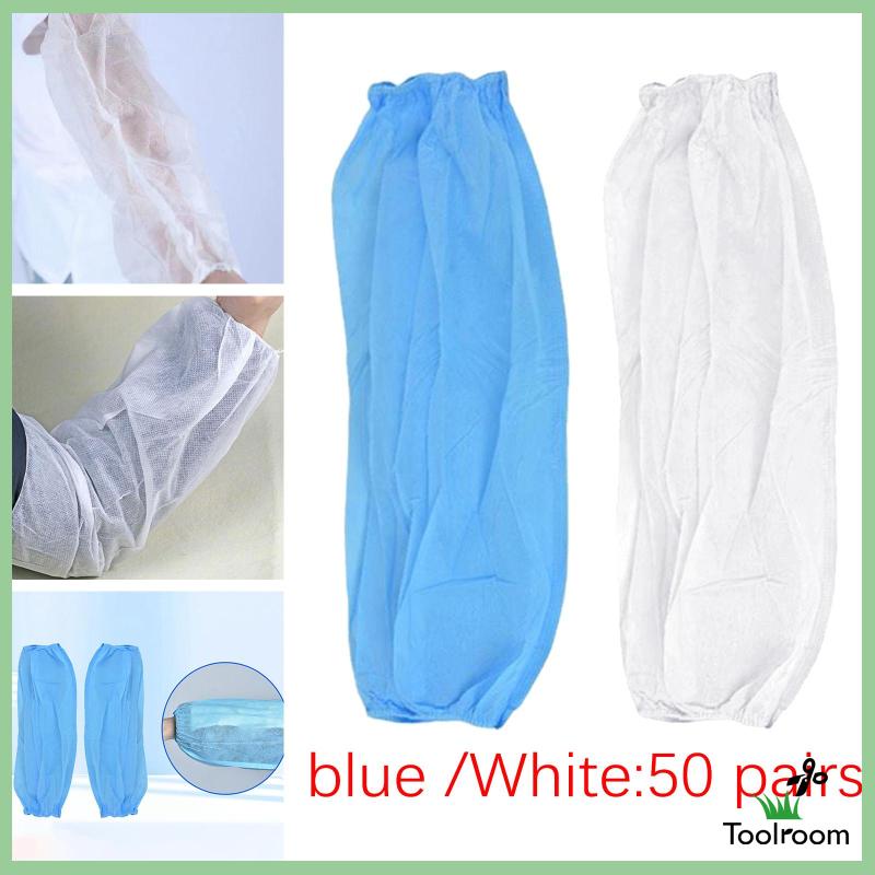 Set 50 Cặp Ống Tay Áo Bằng Vải Không Dệt Co Giãn Sử Dụng Một Lần