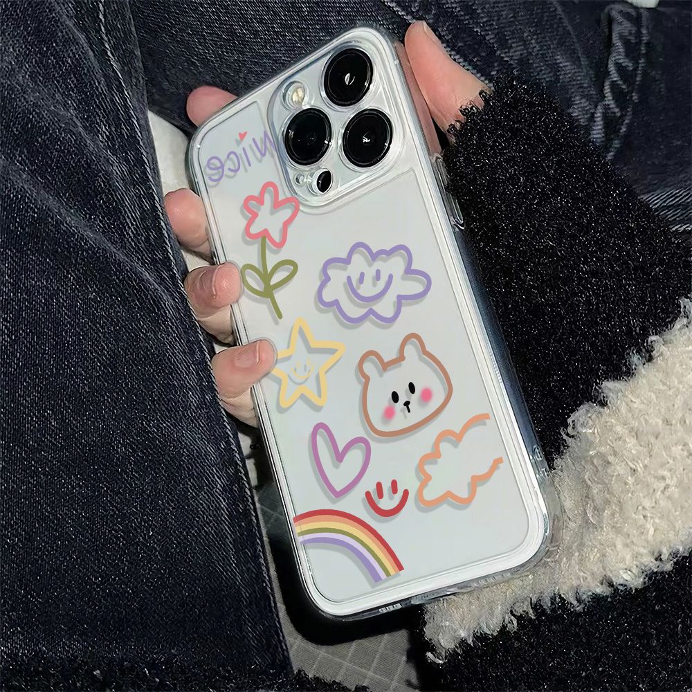 ✅Ốp Điện Thoại Mềm Chống Sốc Họa Tiết Graffiti 3D Đơn Giản Cho Iphone 1113plus 78 6In max 1214Pro