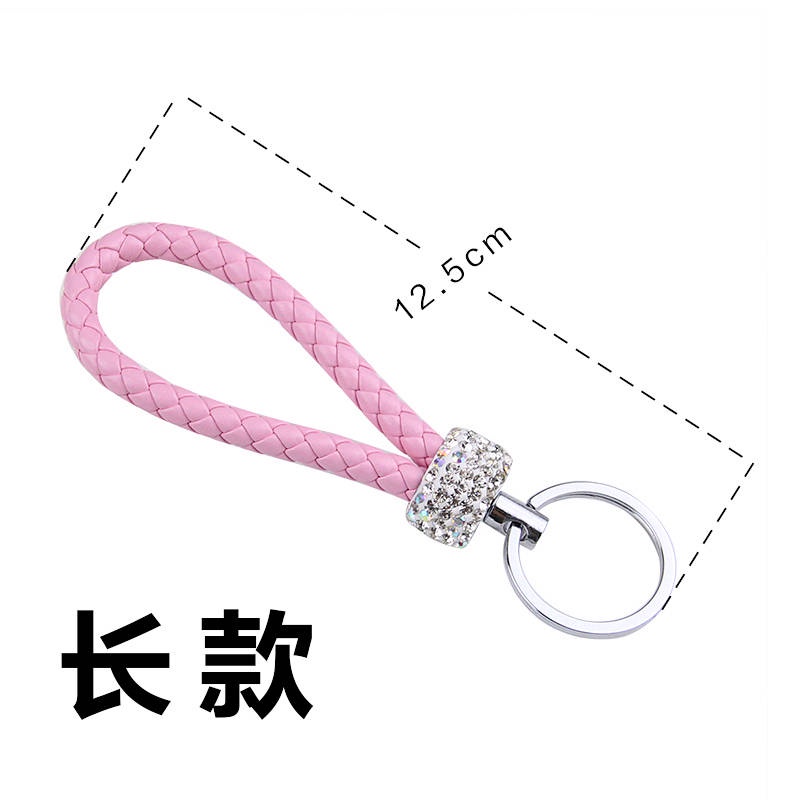 Diamond Studded by Hand Braided Rope Keychain Female Cute Car Key Pendant Home Key Ornament Key Ring Circle CAk7