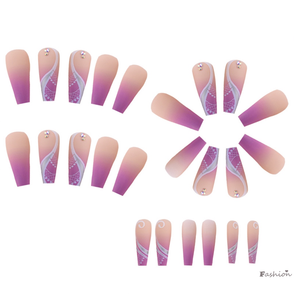 Bộ Móng Tay Giả Hình Vuông Màu Hồng Phong Cách Boho Cổ Điển