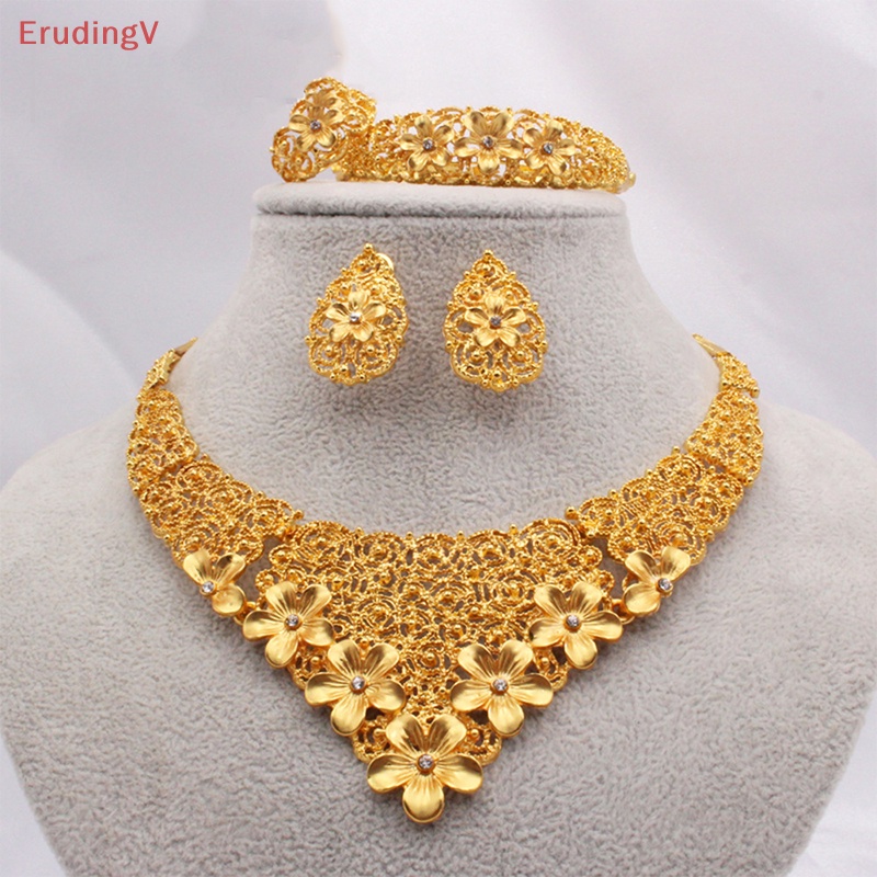 [ErudingV] Bộ Trang Sức Vòng cổ / Bông Tai / Nhẫn / Vòng Tay Màu Vàng Đồng Châu Phi Lớn Cho Nữ [Mới]