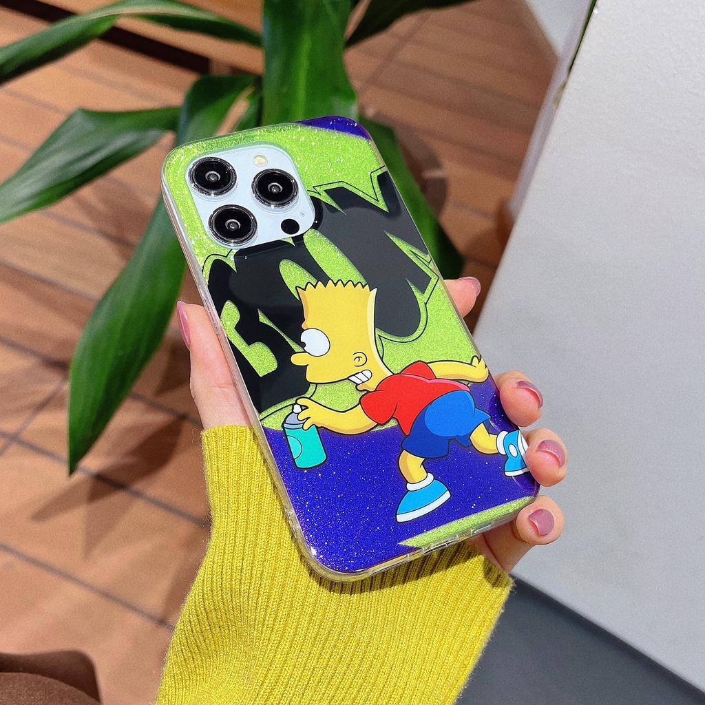 Ốp Điện Thoại TPU Mềm Trong Suốt Hai Mặt Họa Tiết Simpson Cho iPhone 12 13 14 Pro Max
