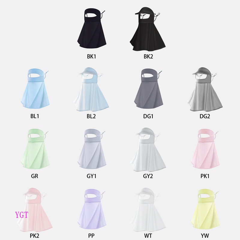 Ygt Khẩu Trang Chống Nắng Bằng Lụa Lạnh Thoáng Khí Nhanh Khô Chống Tia UV Có Móc Tai Bảo Vệ Cổ Cho Nữ