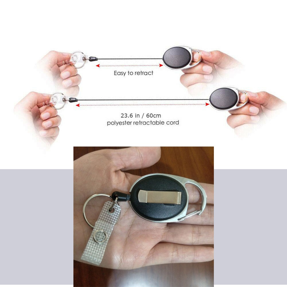 1 Móc Khóa Gắn Dây Thắt Lưng Có Thể Thu Gọn Màu Đen