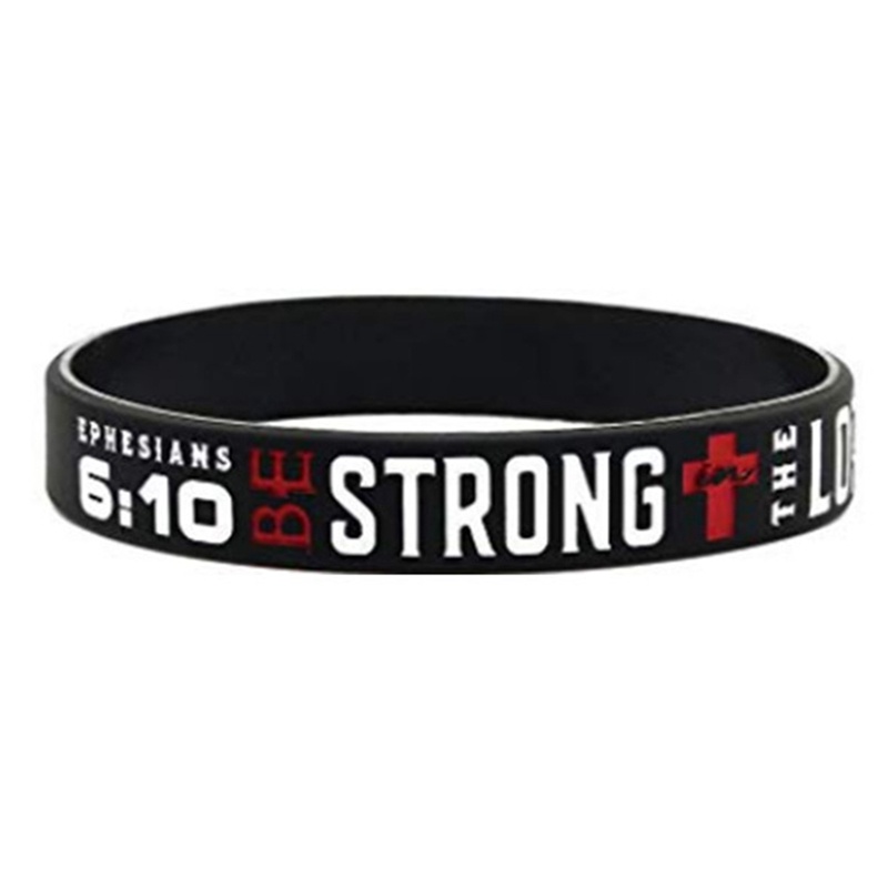 Vòng Đeo Tay Bằng Silicon Màu Đen In Chữ Power of Faith Thời Trang Cho Nam Và Nữ