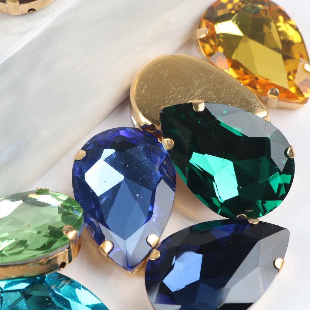 1 Viên Đá Pha Lê Giọt Nước Pha Lê Giả Thêu Thủ Công Cho Giày / Túi Xách Đám Cưới DIY