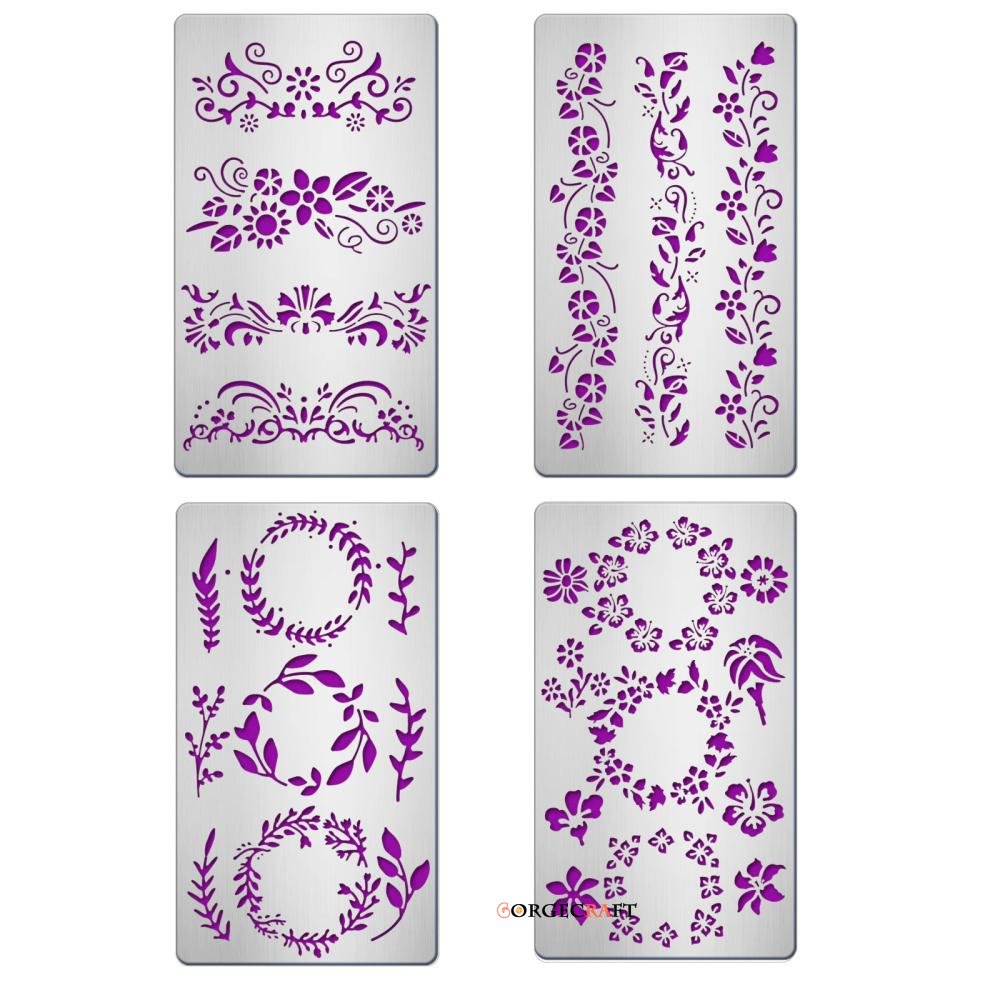 Set 4 Khuôn Cắt Giấy Bằng Thép Không Gỉ 304 4 Kiểu 17.7x10.1cm 1pc