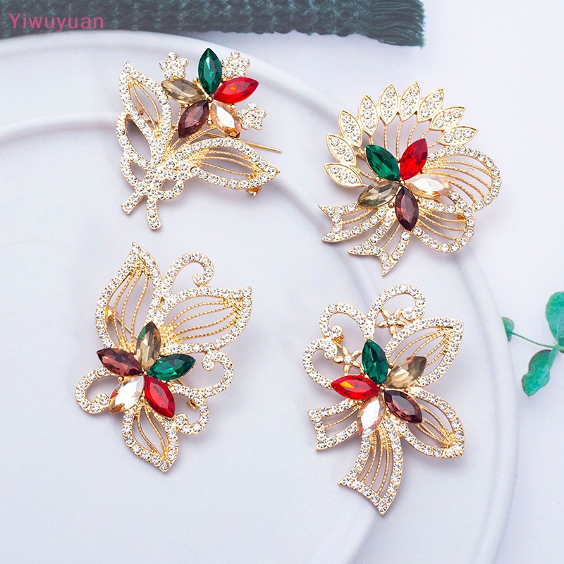 Ghim Cài Áo Hình Hoa Đính Đá Nhiều Màu Sắc Phong Cách Vintage < Yiwuyuan > Dành Cho Nữ