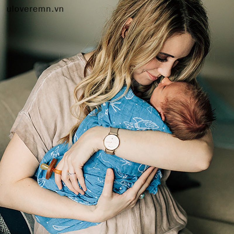 Chăn Quấn Em Bé Bằng Cotton Họa Tiết Ngôi Sao Gaze Muslin Hàng Mới Sinh