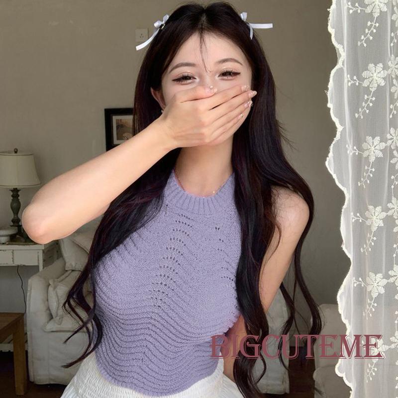 [] - Áo Sát Nách Cổ Tròn Dáng Ôm Gợn Sóng Thời Trang Mùa Hè Đi Tiệc Cho Nữ