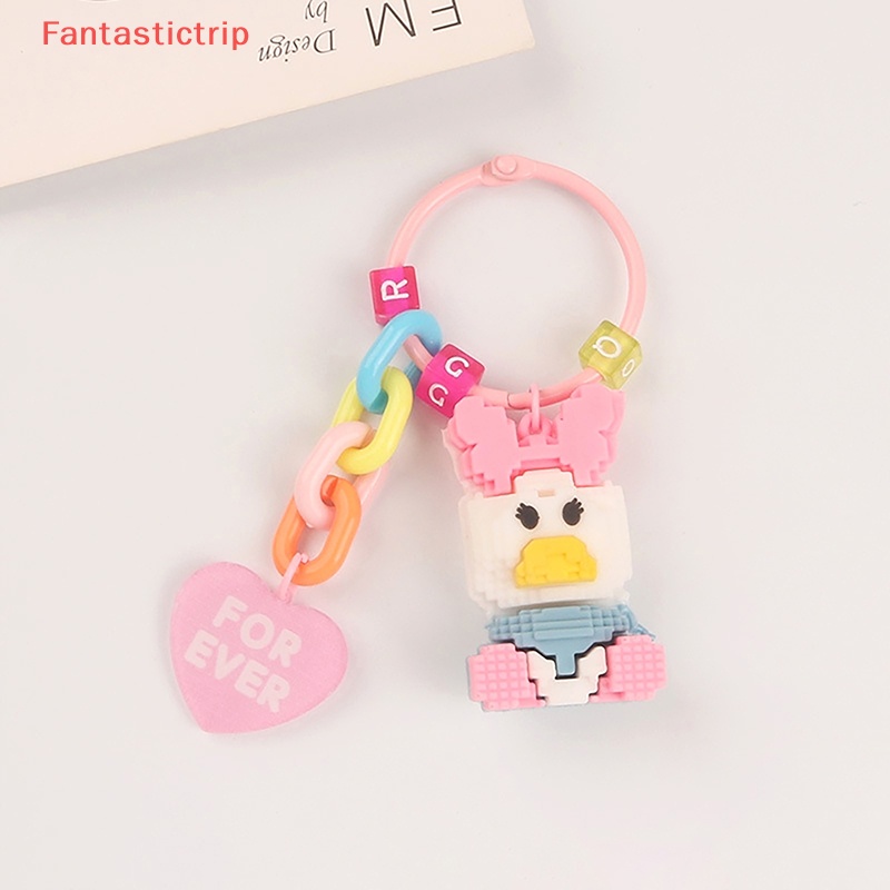 [Fantastictrip] Móc Khóa Khối Lập Phương StellaLou Hình Thỏ / Vịt Daisy Hoạt Hình Trang Trí Ba Lô / Ô Tô Mới