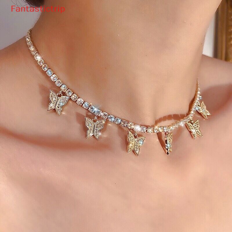 Vòng Cổ Choker Hình Bướm Đính Đá Phong Cách Retro Thời Trang Cho Nữ Mới