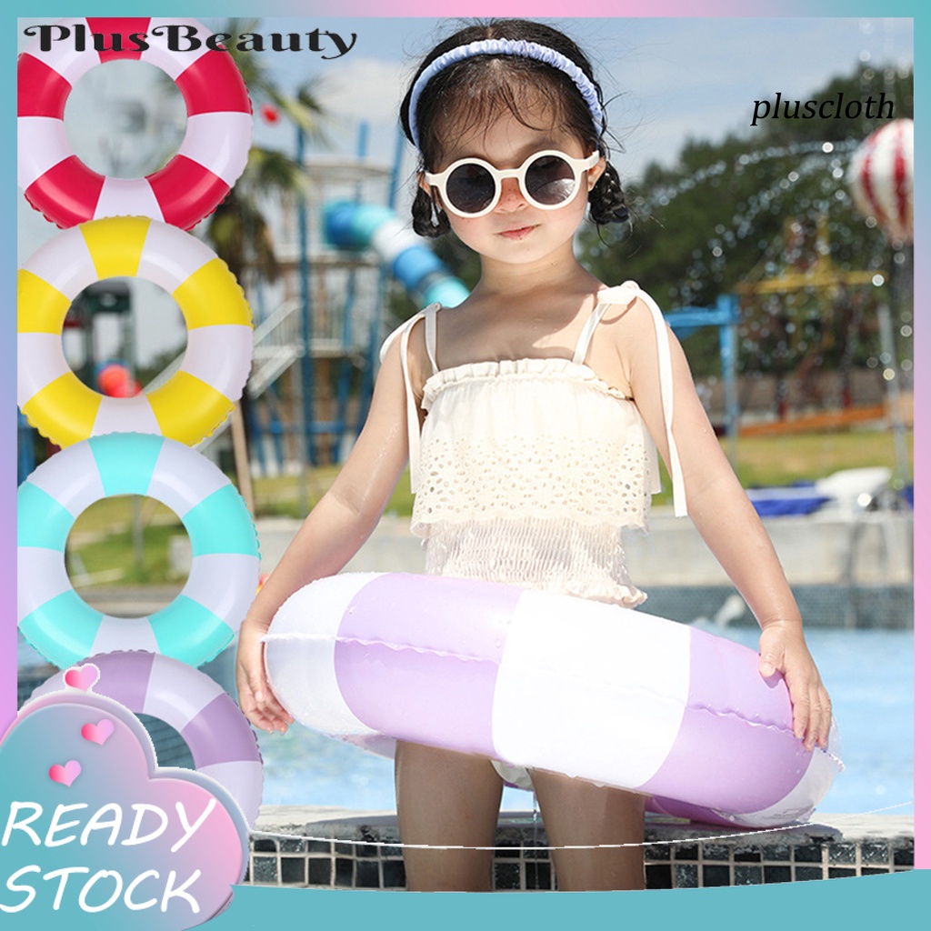 Phao Bơi Bơm Hơi Bằng PVC Dày Dặn Chống Lăn Họa Tiết Kẻ Sọc Nhiều Màu Sắc Vui Nhộn Cho Bé