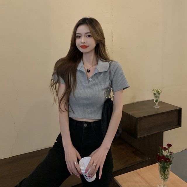 Áo polo Ngắn Tay Cổ Chữ V Form Ôm Thời Trang Mùa Hè