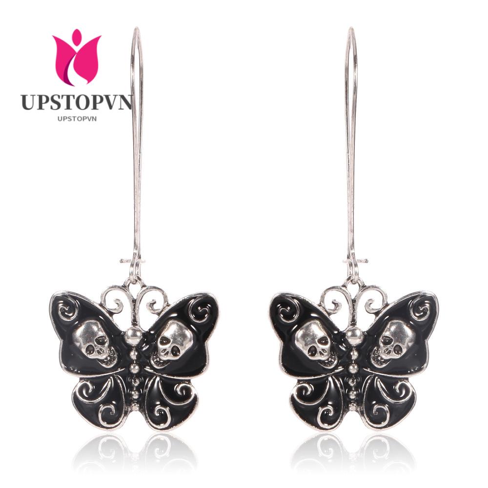 1 Cặp Bông Tai Móc Hình Đầu Lâu / Bướm Vintage