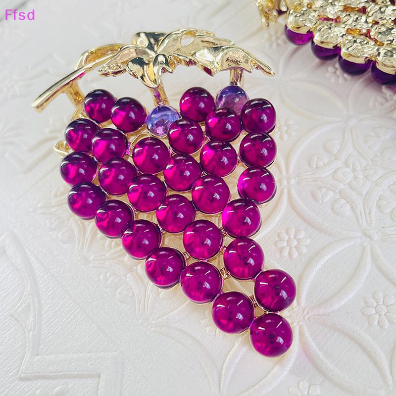 {Ffsd} Ghim Cài Áo Bằng Hợp Kim Hình Lá Nho Màu Tím Vintage Thời Trang Phụ Kiện Quần Áo Corsage Niche Bán Chạy *