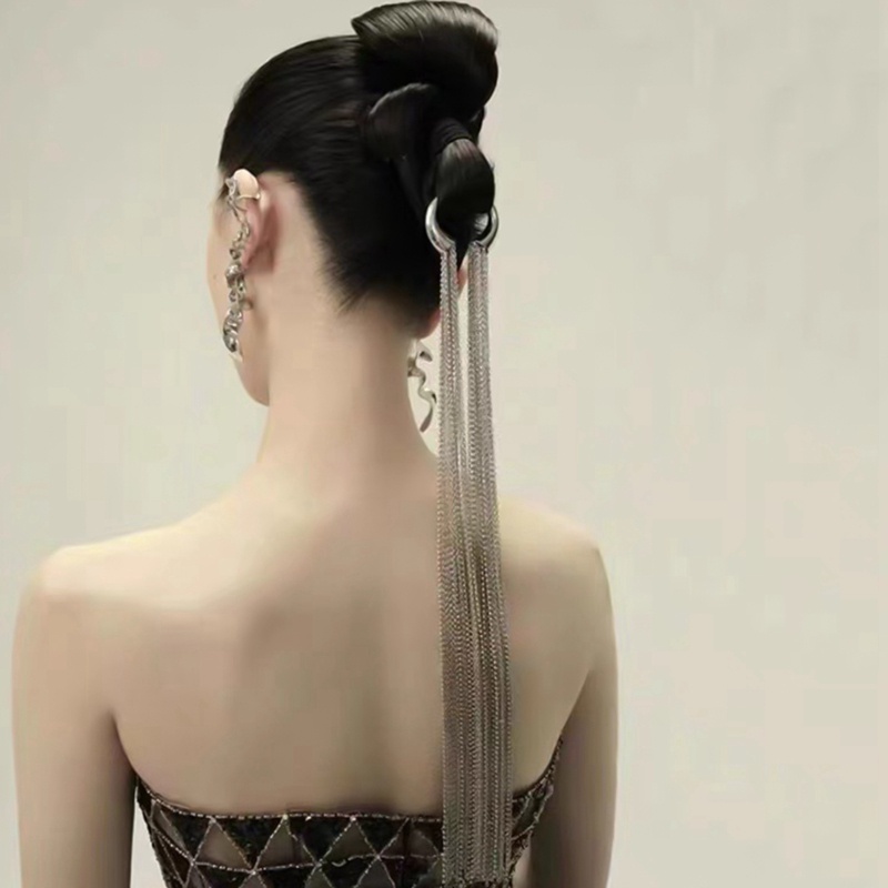 Dây Chuỗi Dài Màu Bạc Tua Rua Dùng Trang Trí Tóc Thời Trang DIY