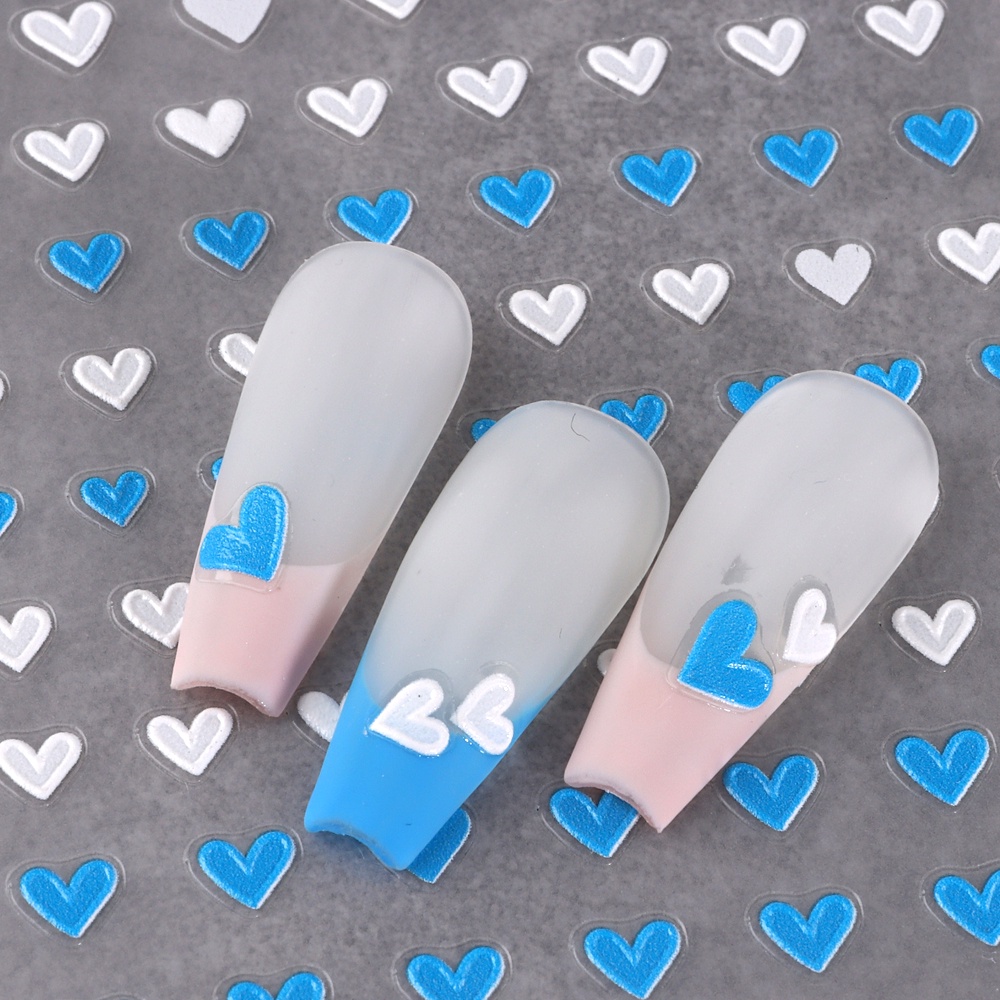 Miếng Dán Trang Trí Móng Tay Bằng Acrylic Dập Nổi Họa Tiết Trái Tim Ba Chiều