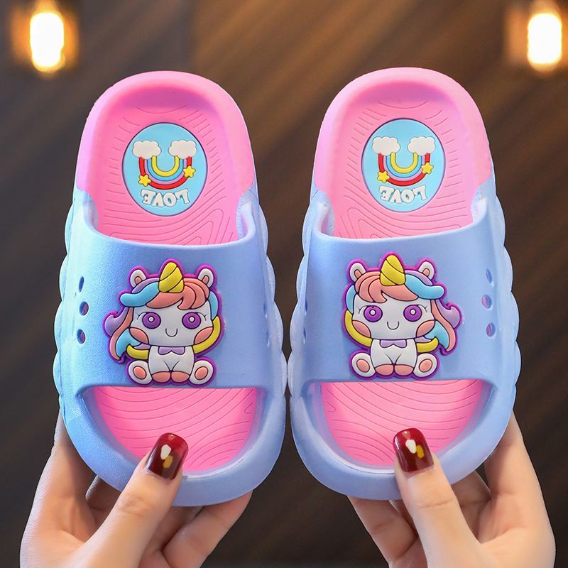 Dép Xỏ Ngón Đi Trong Nhà Mềm Mại Chống Trượt Họa Tiết Kỳ Lân Hoạt Hình Thời Trang 2023 Cho Bé