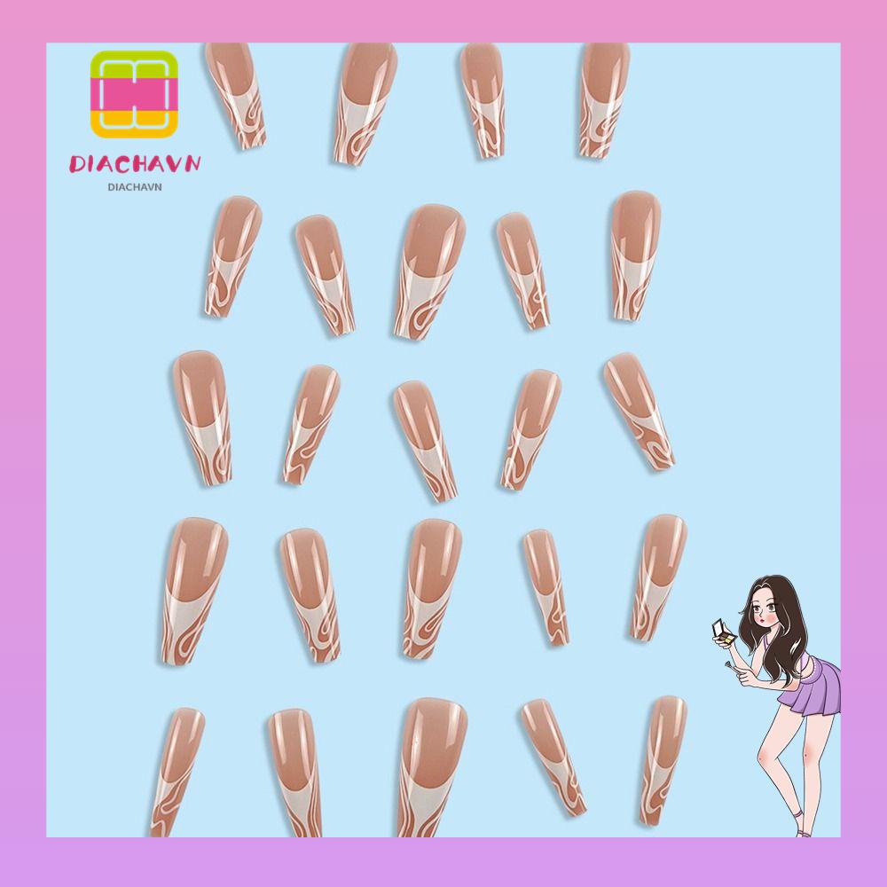 Set 24 Móng Tay Giả Có Thể Tháo Rời Che Phủ Toàn Diện