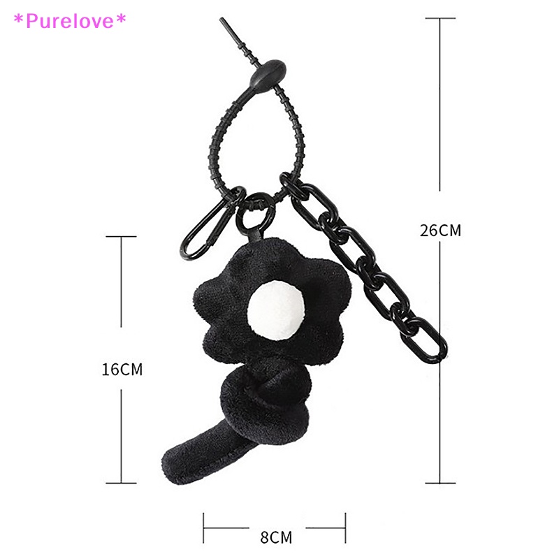 Móc Khóa Hình Bông Hoa Màu Đen Mềm Mại Xinh Xắn Mới