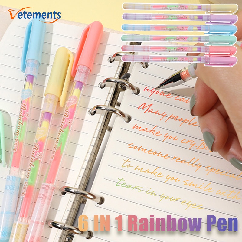 Bút Lông Dạ Quang Sáu Màu Kẹo Ngọt / Vẽ Graffiti Nghệ Thuật Cho Học Sinh