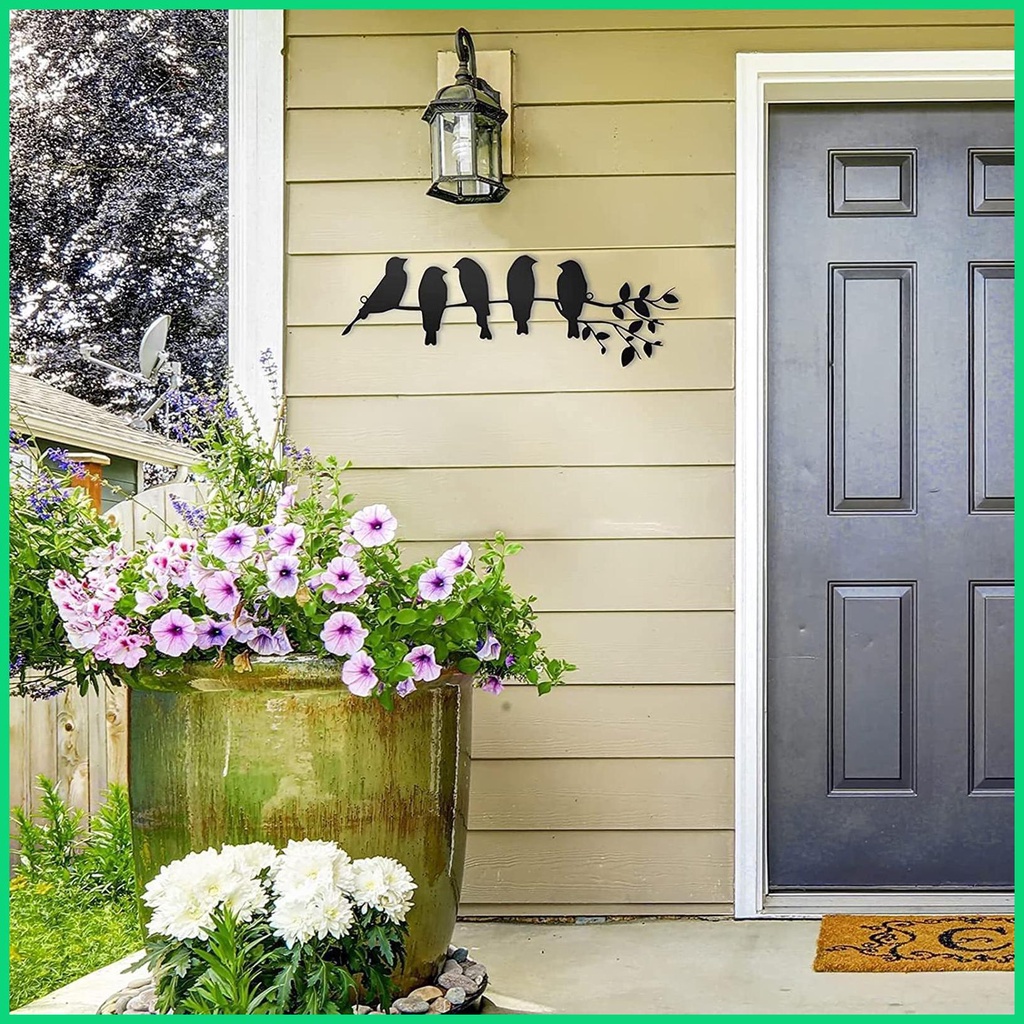 Phụ Kiện Trang Trí Tường Hình Chim Và Lá Bằng Kim Loại Độc Đáo