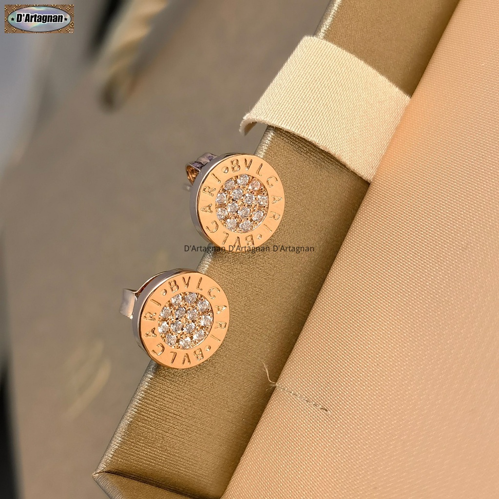 'Boutique Spot'BV Bông tai kim cương Rose Gold Stud  Đồng mạ vàng với thép in chất lượng cao Hàn Quốc 2023 Mới tái tạo thanh lịch Vintage Thời trang Không phai 925 Bạc Pin Bông tai cho phụ nữ