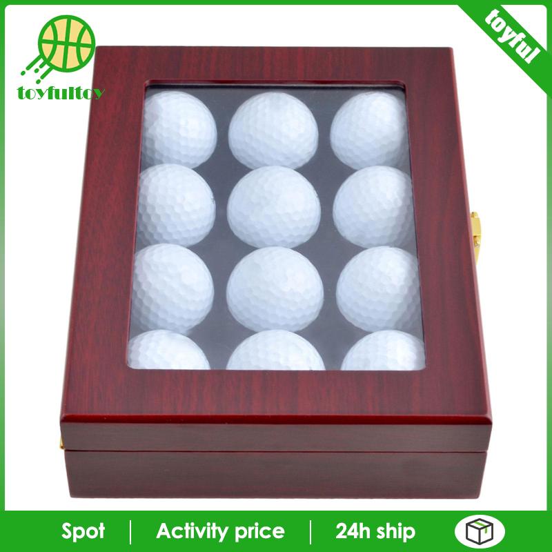 Hộp Gỗ Trưng Bày Bóng Golf 12 Lỗ Có Nắp Đậy Chắc Chắn