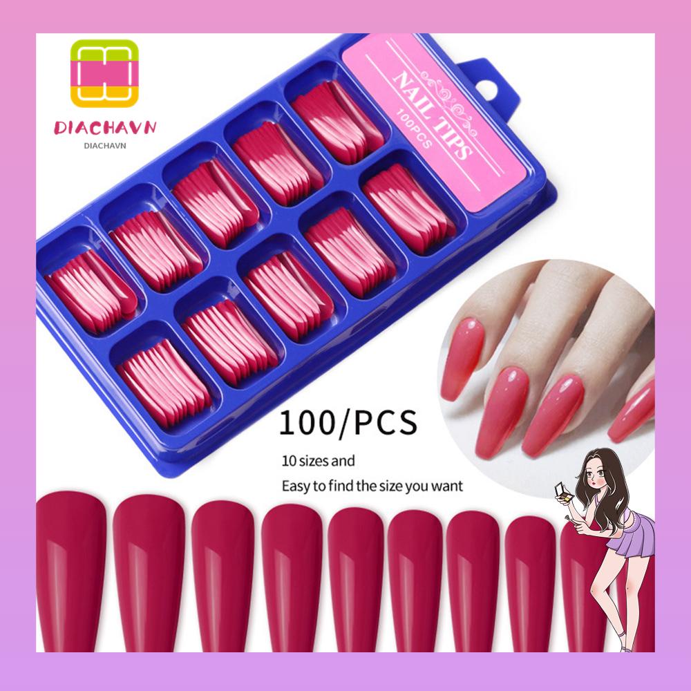 Set 100 Móng Tay Giả Màu Sắc Nhã Nhặn Có Thể Tháo Rời
