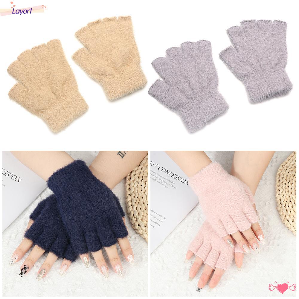 1 Đôi Găng Tay Hở Ngón Màu Trơn Thời Trang Thu Đông Cho Nam Và Nữ